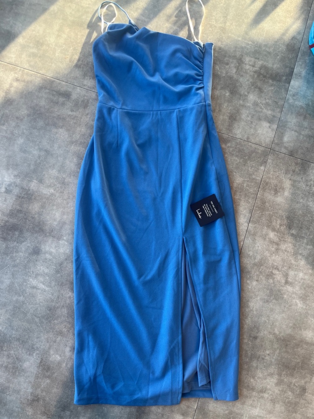 Lulu's Royal Blue Midi Slip Dress with Side Slit
